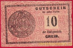 Grein - 10 haléřů - červená - 1920