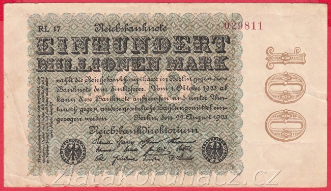 Německo - 100.000 000 mark 22.8.1923 - série RL-17