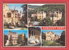 Karlovy Vary - Kolonáda, kašna, lázeňské domy