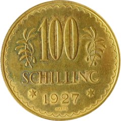 Zlatá mince Rakousko - 100 Shilling 1927