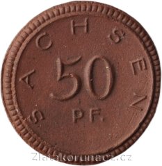 Sasko - 50 pfennig 1921 - porcelán