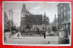 Praha - Synagoga, lidé, lampa
