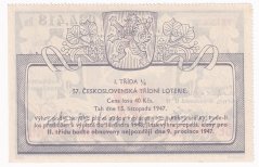 Los - 40 kčs - 57. Československá třídní loterie I. - H r.1947