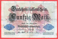 Německo - 50 mark 5.8.1914 - série U-6-m. číslovač