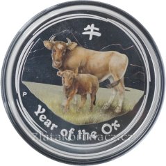 Austrálie - 2 dollars 2021 - 2 oz Rok vola barvený