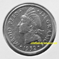 Dominikánská republika - 1/2 peso 1952