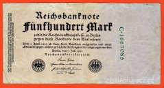 Německo - 500 mark 7.7.1922 - série C - zel.7 m.č.