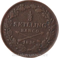 Švédsko - 1/3 skilling banco 1836