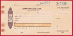 Živnostenská banka Výplatní kupón