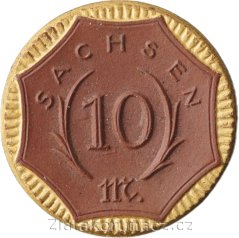 Sasko - 10 mark 1921 - porcelán