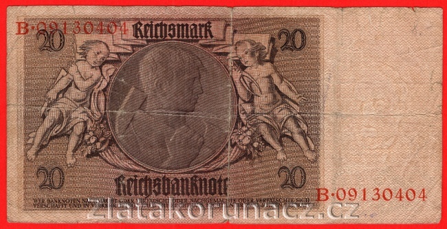 Německo - 20 Reichsmark 22.1.1929 - série B-L- 8 m.č.