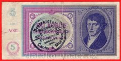 5 korun b.l.1938/1940 A 051 - ruční přetisk
