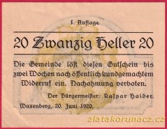 Waxenberg - 20 haléřů - 1920