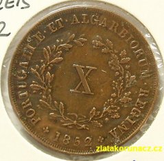 Portugalsko - 10 reis 1852