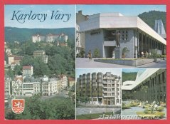 Karlovy Vary - Kolonáda, lázeň.domy, pohled z Petrovy výšiny