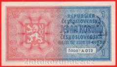 1 koruna b.l.1938/1940 A 012 - ruční přetisk