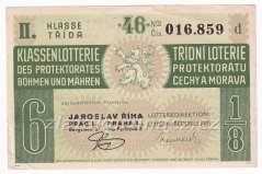 Los - 20 k - 46. Třídní loterie Protektorátu II. - D r.1942