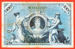 Německo - 100 mark 7.2.1908 - série L-zelená